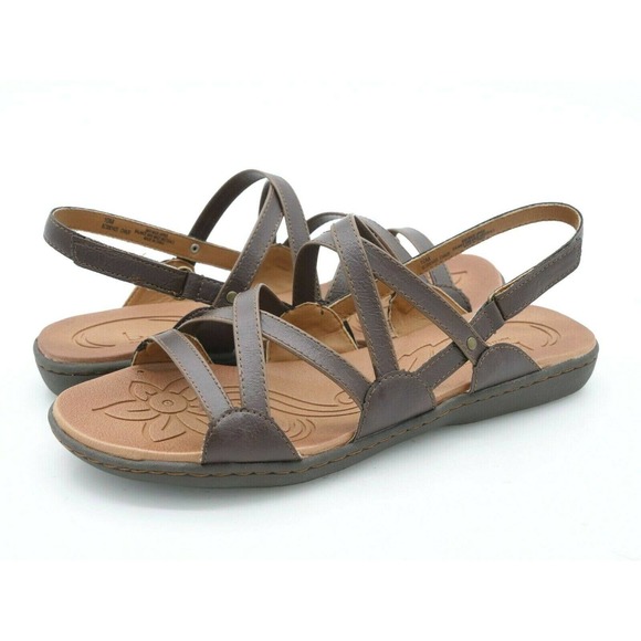 boc Shoes - Boc Altheda Sandals Womens 10 Brown Faux Leather Strappy Slingback Open Toe Shoe